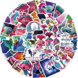 TROLLS‎ Movie Vinyl Stickers (20 pc) NEW IN PACKAGE & SO CUTE!!!
